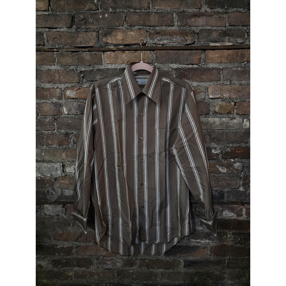 Vintage‎ Kmart Shirt Mens 16.5 35 Striped Button Down Permanent Press Sanforized